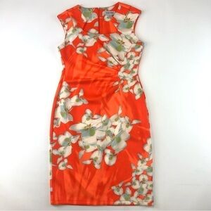 Shelby & Palmer neon orchid print notched neckline dress Size 8